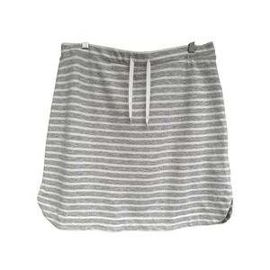 Dakini Gray White Striped Drawstring Knit Mini Skirt Women XL Casual Jersey Slit
